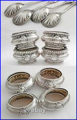 Boxed French Sterling Silver Salt Cellars and Salt Spoons