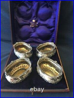Boxed Set Antique English Sterling Silver Open Salts 1896