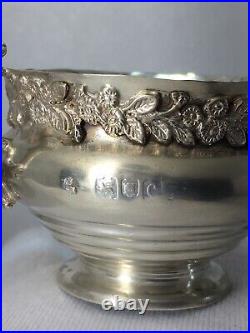 British Sterling Silver Salt Cellars with Blue Glass Inserts/Wakely & Wheeler