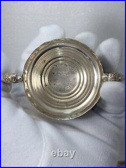 British Sterling Silver Salt Cellars with Blue Glass Inserts/Wakely & Wheeler