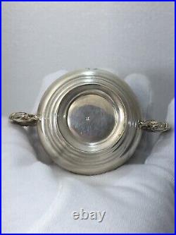 British Sterling Silver Salt Cellars with Blue Glass Inserts/Wakely & Wheeler