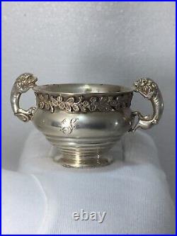 British Sterling Silver Salt Cellars with Blue Glass Inserts/Wakely & Wheeler