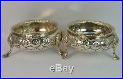 C1860 Victorian Sterling Silver Three Footed Salt Cellars