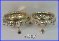 C1860 Victorian Sterling Silver Three Footed Salt Cellars