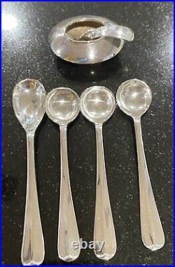 CB&S 4 Sterling salt spoons and Silver Salt Spoon and Cellar
