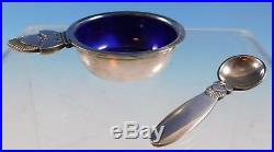 Cactus by Georg Jensen Sterling Silver Salt Dip with Blue Enamel and Spoon (#2189)