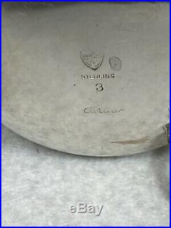 Cartier Sterling Silver Master Salt with Cobalt Liner Matching Original Spoon