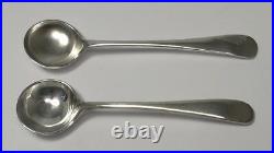 Cased Set of 2 Antique Sterling Silver Salt Cellars & Spoons Hallmarked 1908