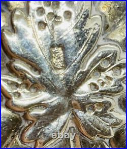 Chinese Pair Antique Sterling Silver Pair Chrysanthemum Salt Cellars