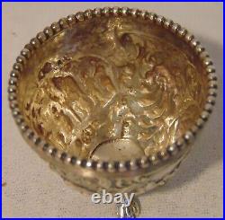 Continental Silver Repousse Beaded Footed Open Master Salt Cellar Bowl