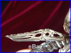 Crystal And Sterling Silver Swan Master Salt Dish Marked 935