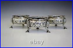 DAVID HENNELL English Georgian Sterling Silver Footed Salt Cellars c1749