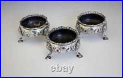 DAVID HENNELL English Georgian Sterling Silver Footed Salt Cellars c1749