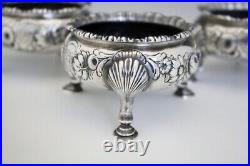 DAVID HENNELL English Georgian Sterling Silver Footed Salt Cellars c1749