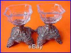 Divine Pair French STERLING SILVER Open Salt Cellars