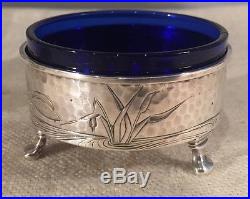 Dominick & Haff Aesthetic Sterling Silver Pair Hammered Dragonfly Salt Cellars