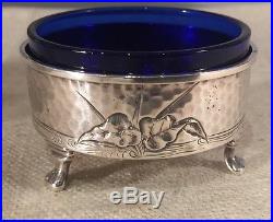 Dominick & Haff Aesthetic Sterling Silver Pair Hammered Dragonfly Salt Cellars