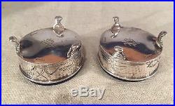 Dominick & Haff Aesthetic Sterling Silver Pair Hammered Dragonfly Salt Cellars