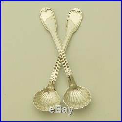 EMPIRE Era 18C Antique French Sterling Silver Open Salt Cellars Pair withSpoon 950