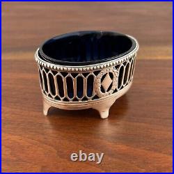 Early Daniel Rogers Coin Silver Salt Cellar Pierced & Beaded 1800 Monogram Rf