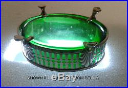 Early Durgin Sterling Silver Open Work Salt Cellar with Emerald Green Liner