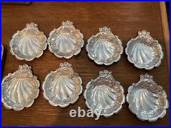 Eight Vintage Lunt Sterling Silver Salt Cellars /butter Pats 144.3 Grams