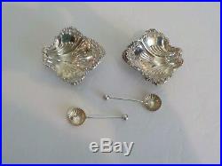 English Cased Set Sterling Silver Salt Cellars & Salt Spoons, c. 1899