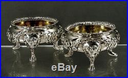 English Sterling Bowls (2) Master Salts 1824 Emes & Barnard Lions