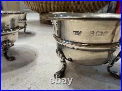 English Sterling Silver 4 Antique Salt Cellars 1903-1906