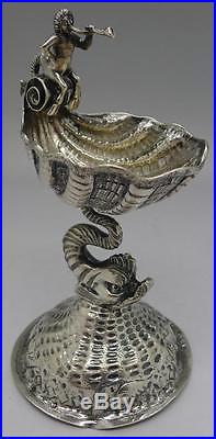 English c1810 Charles Goodwin Sterling Silver Tall Fish shell Master Salt Cellar
