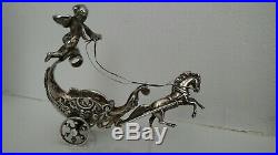 Exquisite Antique Spain sterling silver chariot angel cherub open salt cellar