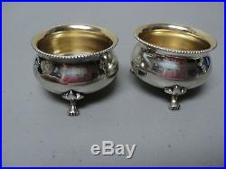 FABULOUS PAIR STERLING SALT CELLARS with ENGRAVED AUSTRIAN ROYAL FAMILY CREST