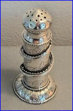 FINE! C. 1890 Chinese Export Solid Silver Salt Shaker 3-D Coiled Dragon 1.8 ozt