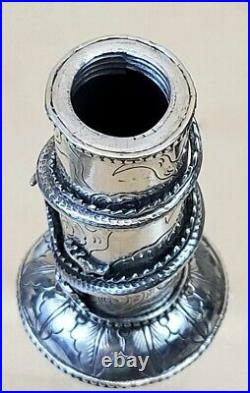 FINE! C. 1890 Chinese Export Solid Silver Salt Shaker 3-D Coiled Dragon 1.8 ozt