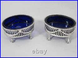 FINE PAIR GEORGE III ANTIQUE STERLING SILVER TABLE SALTS SALT CELLARS 1773 179g