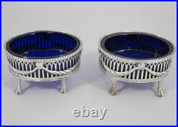 FINE PAIR GEORGE III ANTIQUE STERLING SILVER TABLE SALTS SALT CELLARS 1773 179g