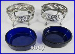 FINE PAIR GEORGE III ANTIQUE STERLING SILVER TABLE SALTS SALT CELLARS 1773 179g