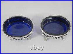 FINE PAIR GEORGE III ANTIQUE STERLING SILVER TABLE SALTS SALT CELLARS 1773 179g