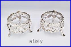 FINE WILLIAM IV STERLING SILVER OPENWORK SALT CELLARS London 1836