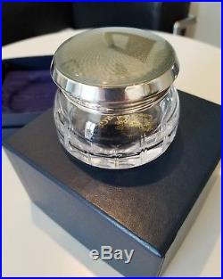 Faberge Crystal Caviar Presentoir Sterling Silver Salt Cellar Box Pill Snuff Box