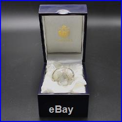 Faberge Oval Crystal Empire Salt Cellar Sterling Silver Base in Gift Box