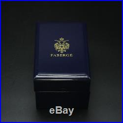 Faberge Oval Crystal Empire Salt Cellar Sterling Silver Base in Gift Box