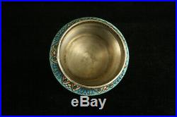 Fabulous 1896-1908 Antique 84 Silver Russian Unusual Shaded Enamel Salt Cellar