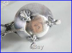 Fine 19th c. French. 950 Silver Double Master Salt Dish / Cellar with Spoons