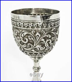Fine INDIAN SOLID SILVER Decorative SMALL GOBLET / CUP c1896