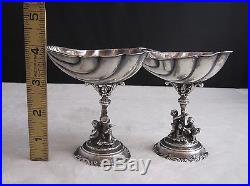 Fine Rare Antique Sterling Silver Dancing Cherubs Master Salts or Nut Dishes