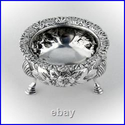 Floral Repousse Open Salt Dish Sterling Silver Black Starr and Frost