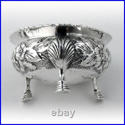 Floral Repousse Open Salt Dish Sterling Silver Black Starr and Frost