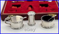 For ASPREY Edward Barnard Sterling Silver Mustard Pot Salt Cellar Pepper Shaker