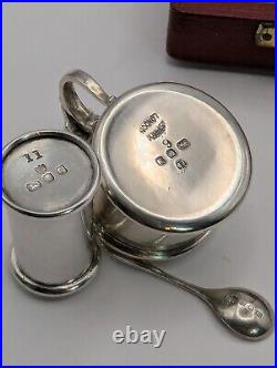 For ASPREY Edward Barnard Sterling Silver Mustard Pot Salt Cellar Pepper Shaker